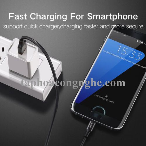 Ugreen 30854 0.5M màu Hồng Cáp sạc truyền dữ liệu USB 2.0 sang MICRO USB dây bọc nhựa PVC US223 30030854